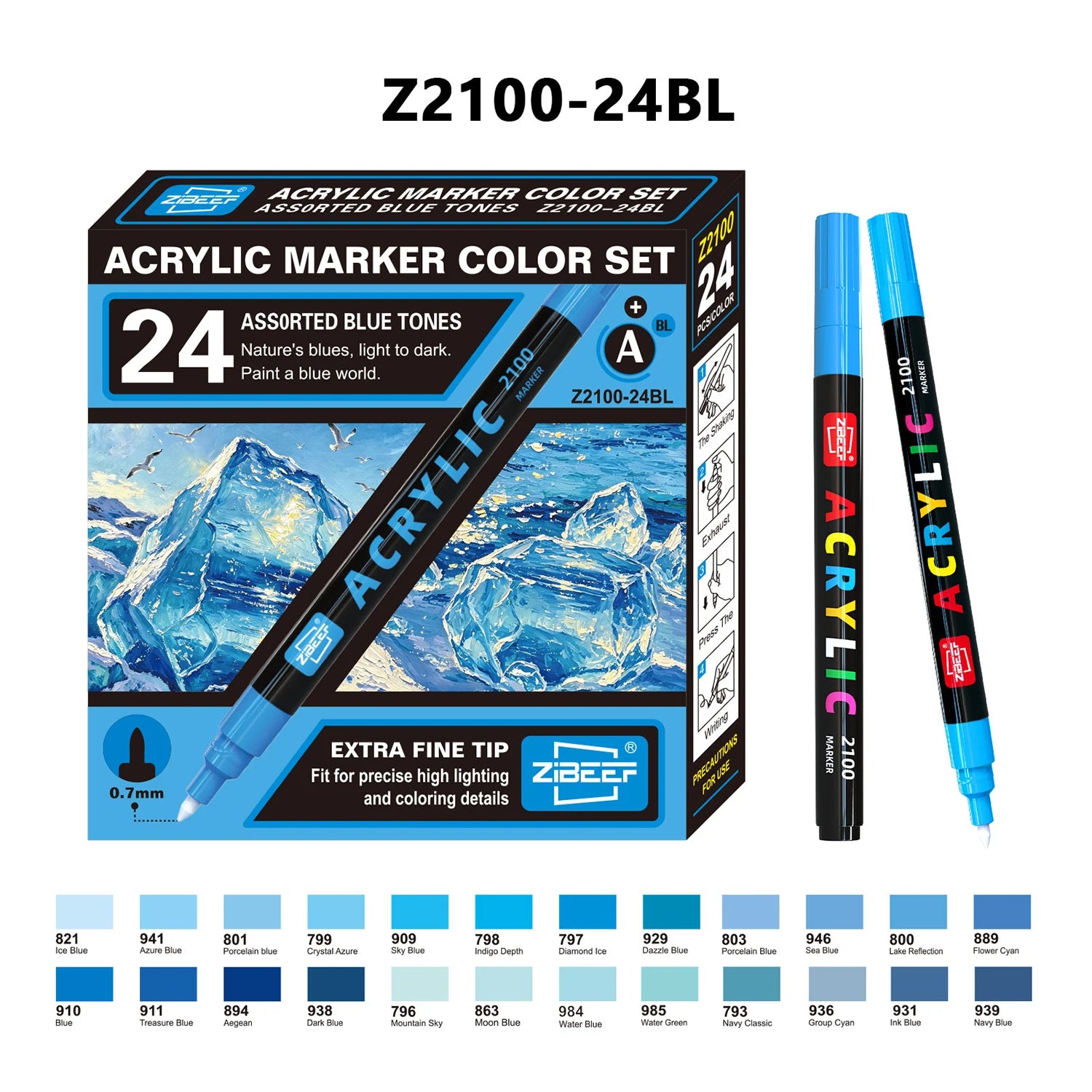Extra Fine Tip Acrylic Paint Pens 24 Colors Assorted Tone Set High Gloss Markers for Ceramic Glass Wood Canvas DIY Painting