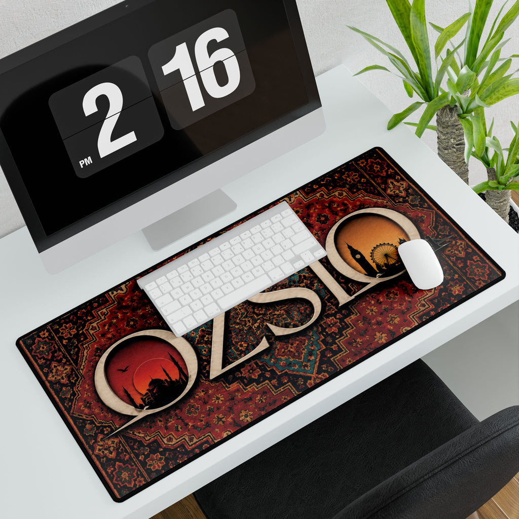 Oriental Rug-Inspired Desk Mat — 'OZSIO' Scenic Pattern Gaming/Office Desk Pad