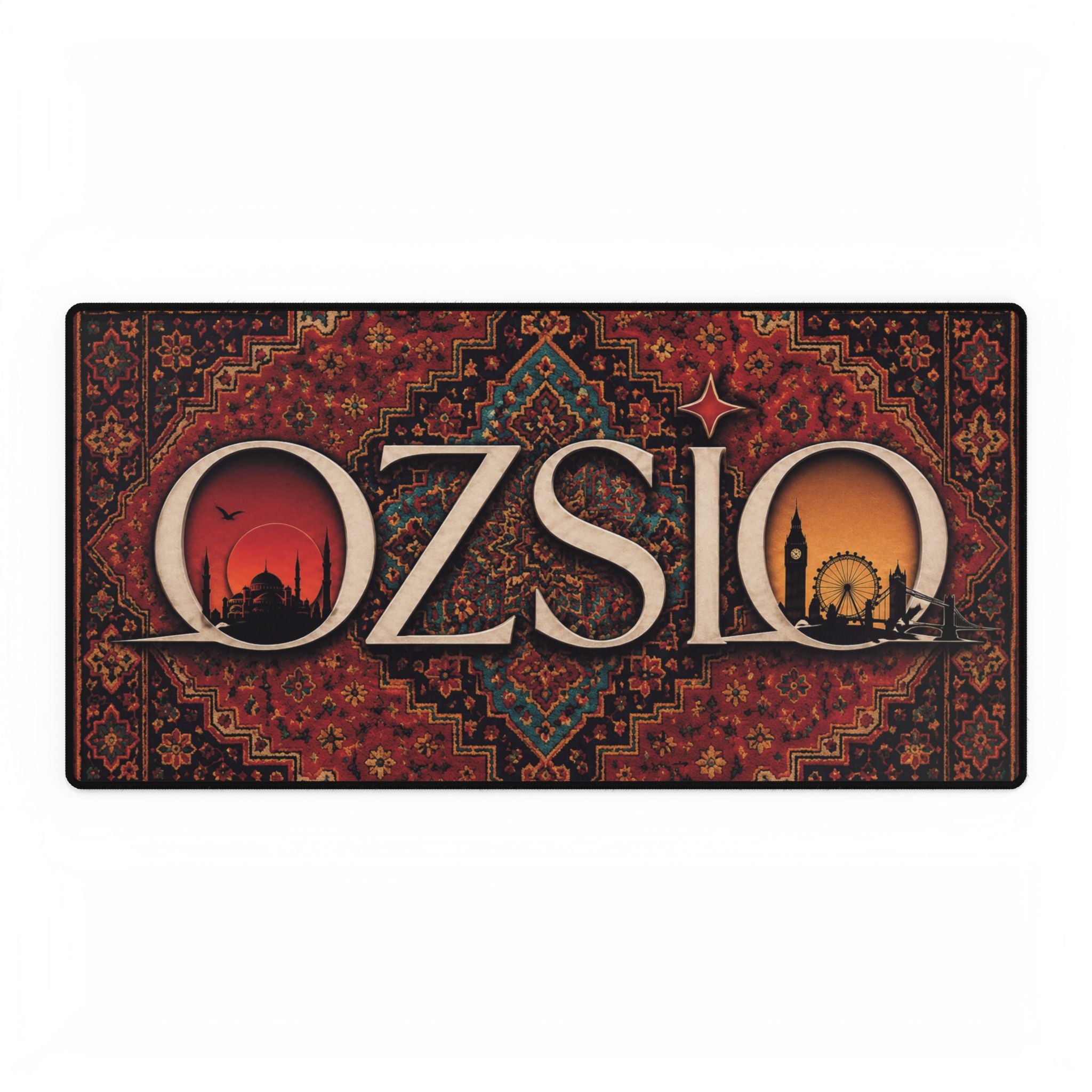 Oriental Rug-Inspired Desk Mat — 'OZSIO' Scenic Pattern Gaming/Office Desk Pad