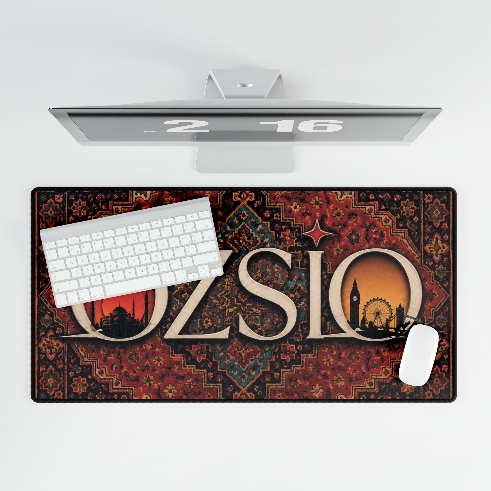 Oriental Rug-Inspired Desk Mat — 'OZSIO' Scenic Pattern Gaming/Office Desk Pad