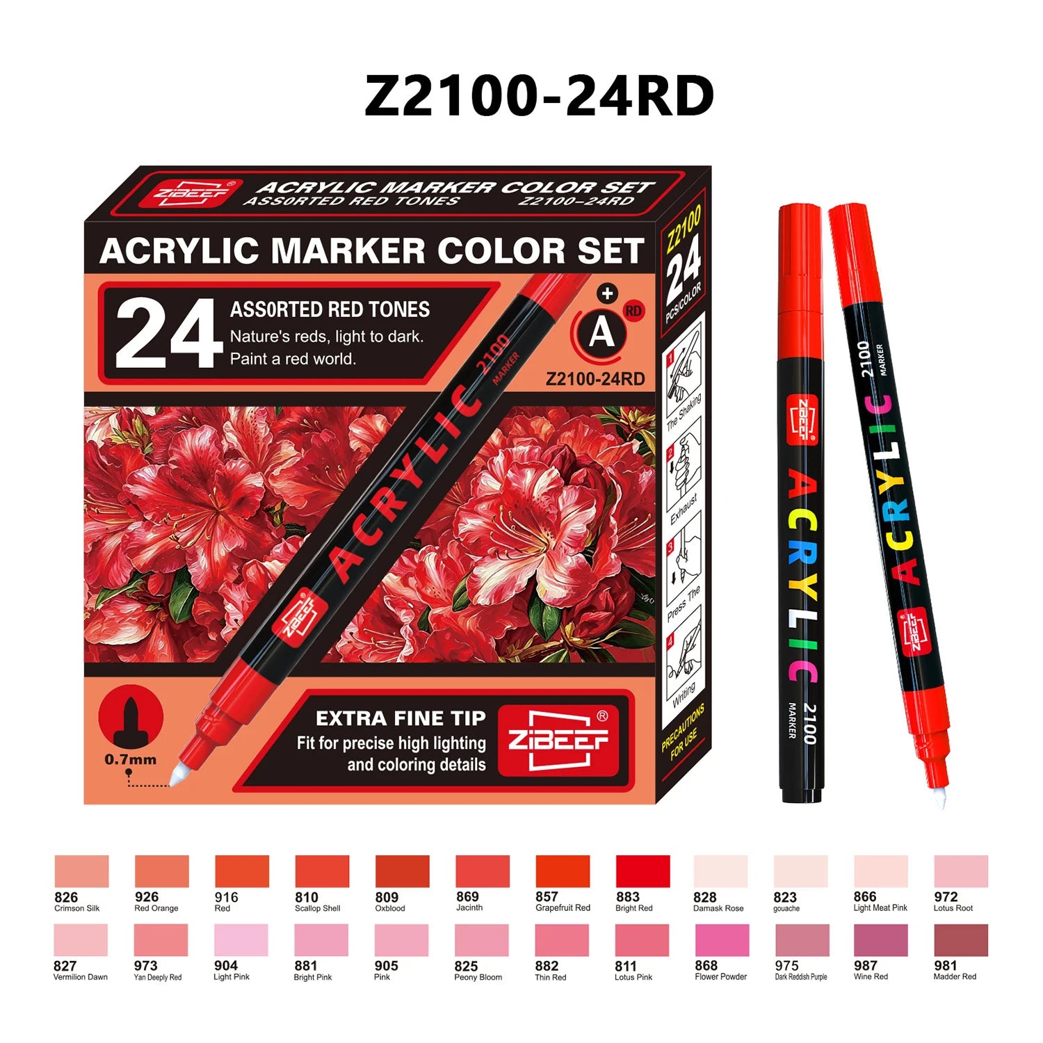 Extra Fine Tip Acrylic Paint Pens 24 Colors Assorted Tone Set High Gloss Markers for Ceramic Glass Wood Canvas DIY Painting