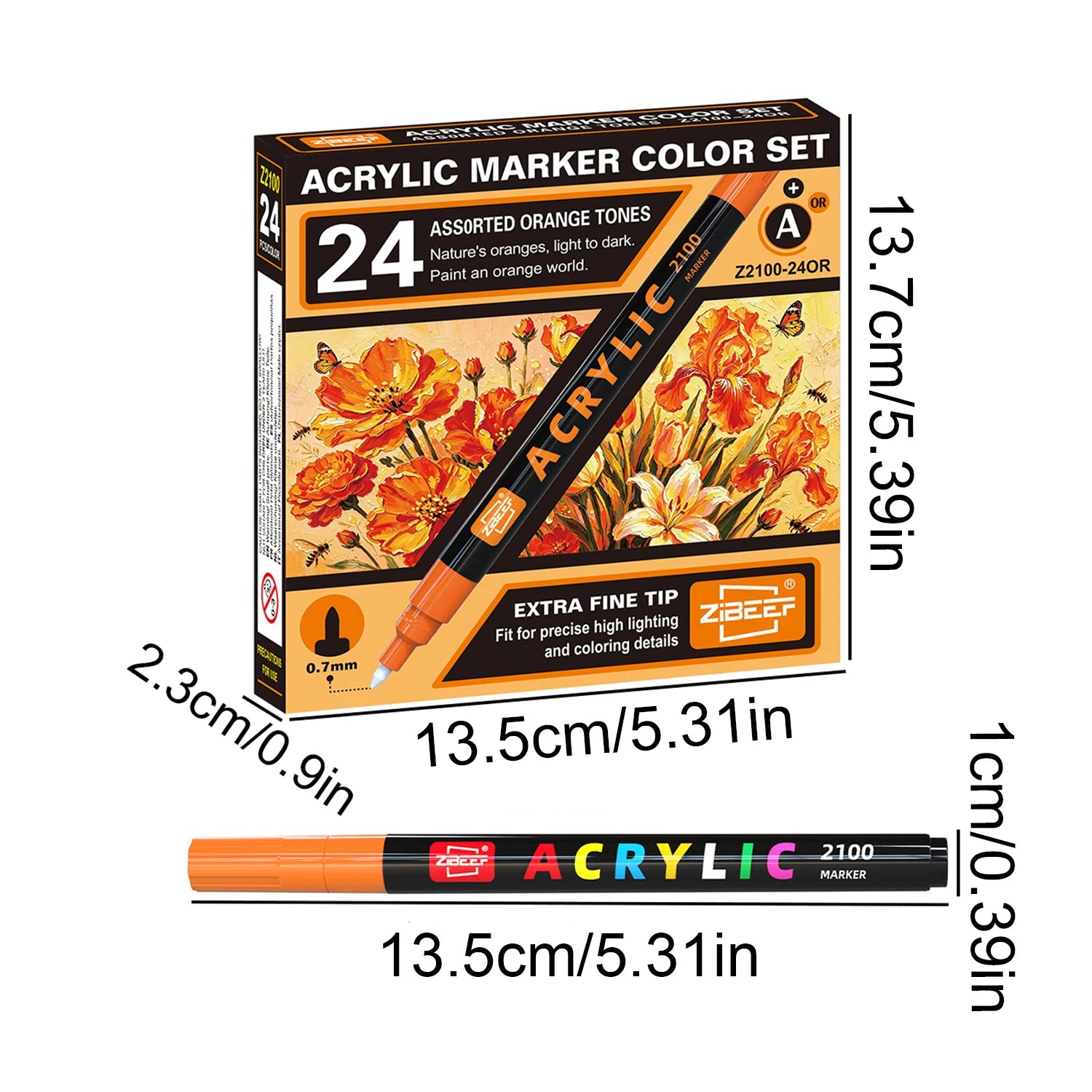 Extra Fine Tip Acrylic Paint Pens 24 Colors Assorted Tone Set High Gloss Markers for Ceramic Glass Wood Canvas DIY Painting