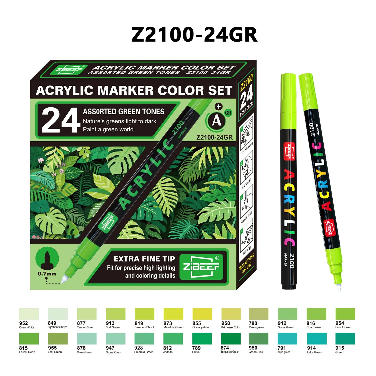 Extra Fine Tip Acrylic Paint Pens 24 Colors Assorted Tone Set High Gloss Markers for Ceramic Glass Wood Canvas DIY Painting