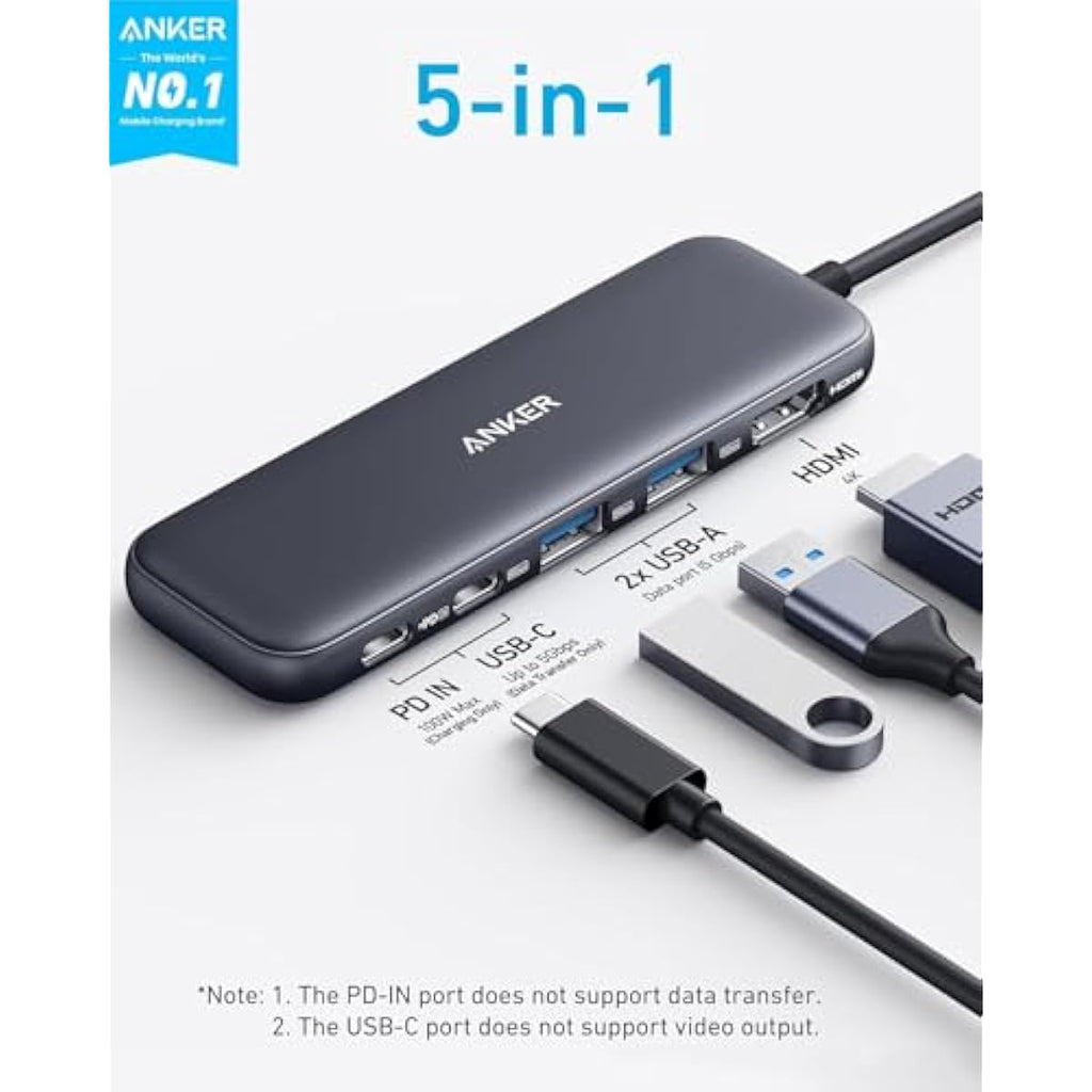 Anker USB C Hub 5-in-1 USBC to HDMI Splitter 4K Display USB-C 5Gbps 2×USB-A 3.0