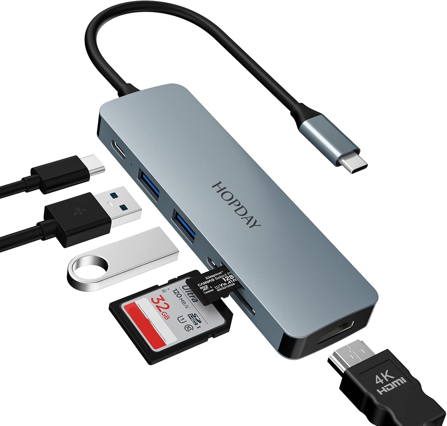 USB C Docking Station Mac Windows iPad Pro Adapter 6 in 1 with 4K HDMI SD Reader