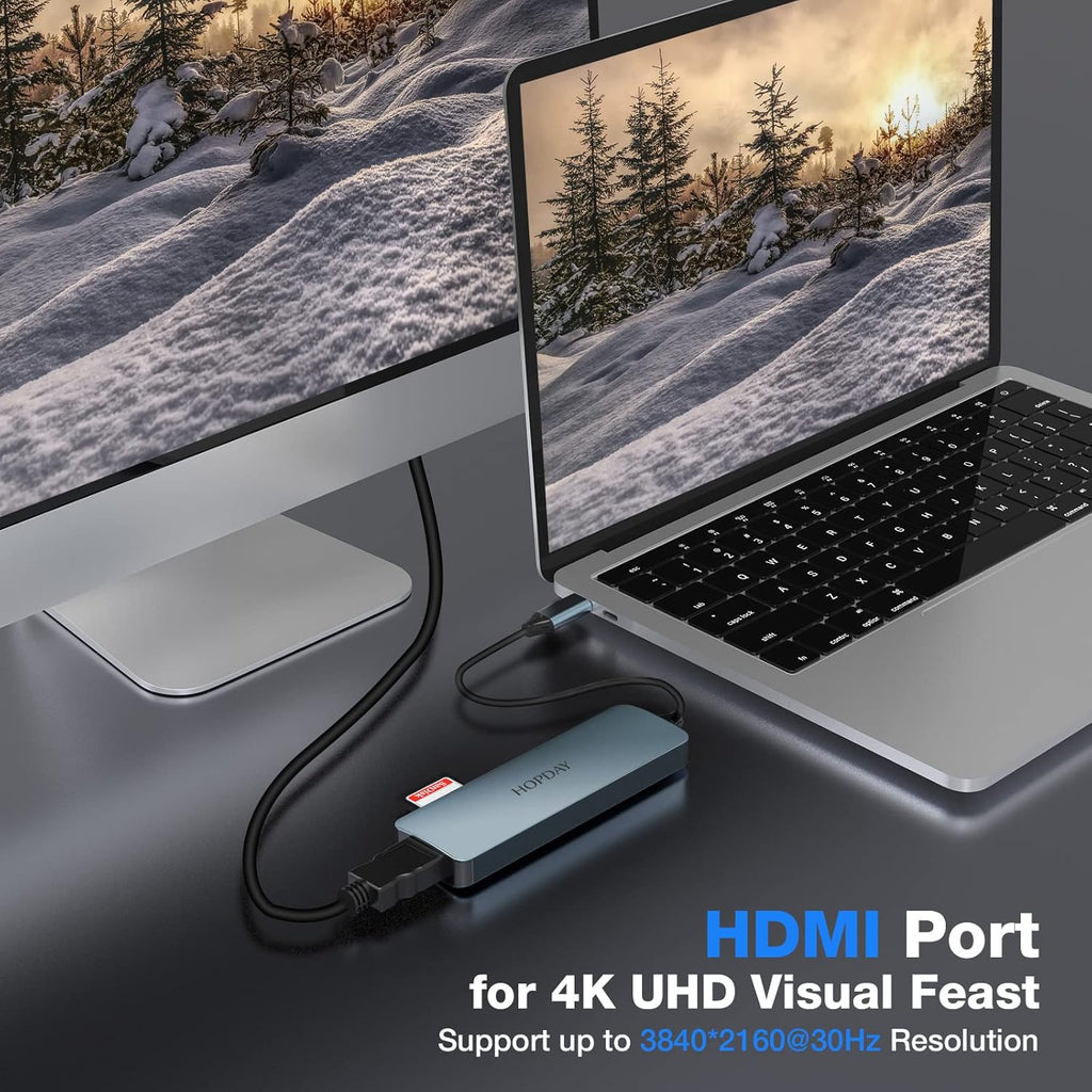 USB C Docking Station Mac Windows iPad Pro Adapter 6 in 1 with 4K HDMI SD Reader