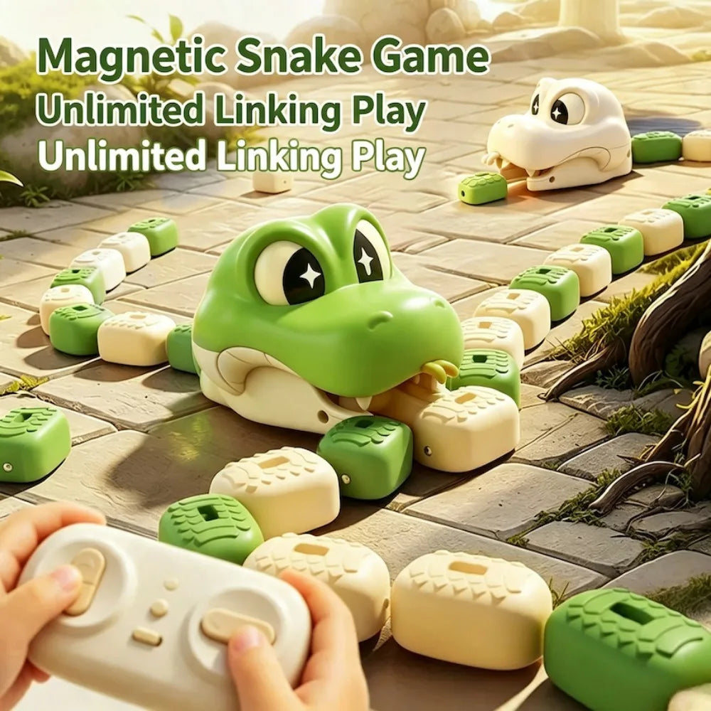 Two Players Competitive Remote Control Magnetic Greedy Snake Car Interactive Magnetic Attachment Battle Toy Holiday Present